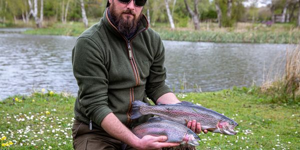 rainbow trout on the lake fly fishing
