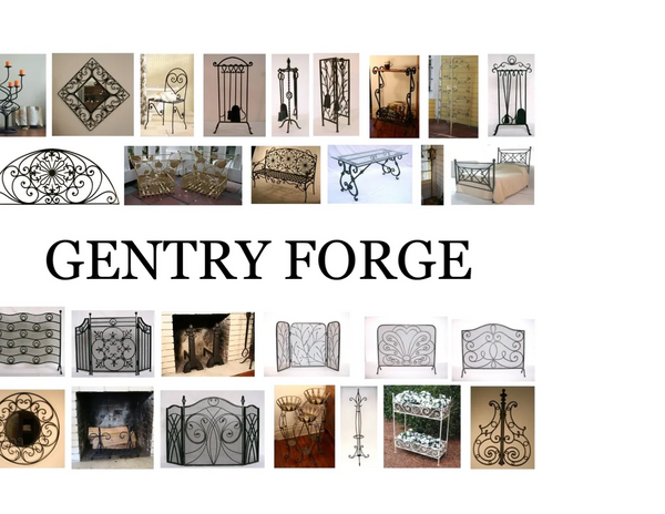 Wrought iron fireplace screen and tools, plant stand, beds, dining table
