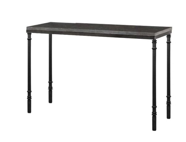 Wrought iron console table with stone top
