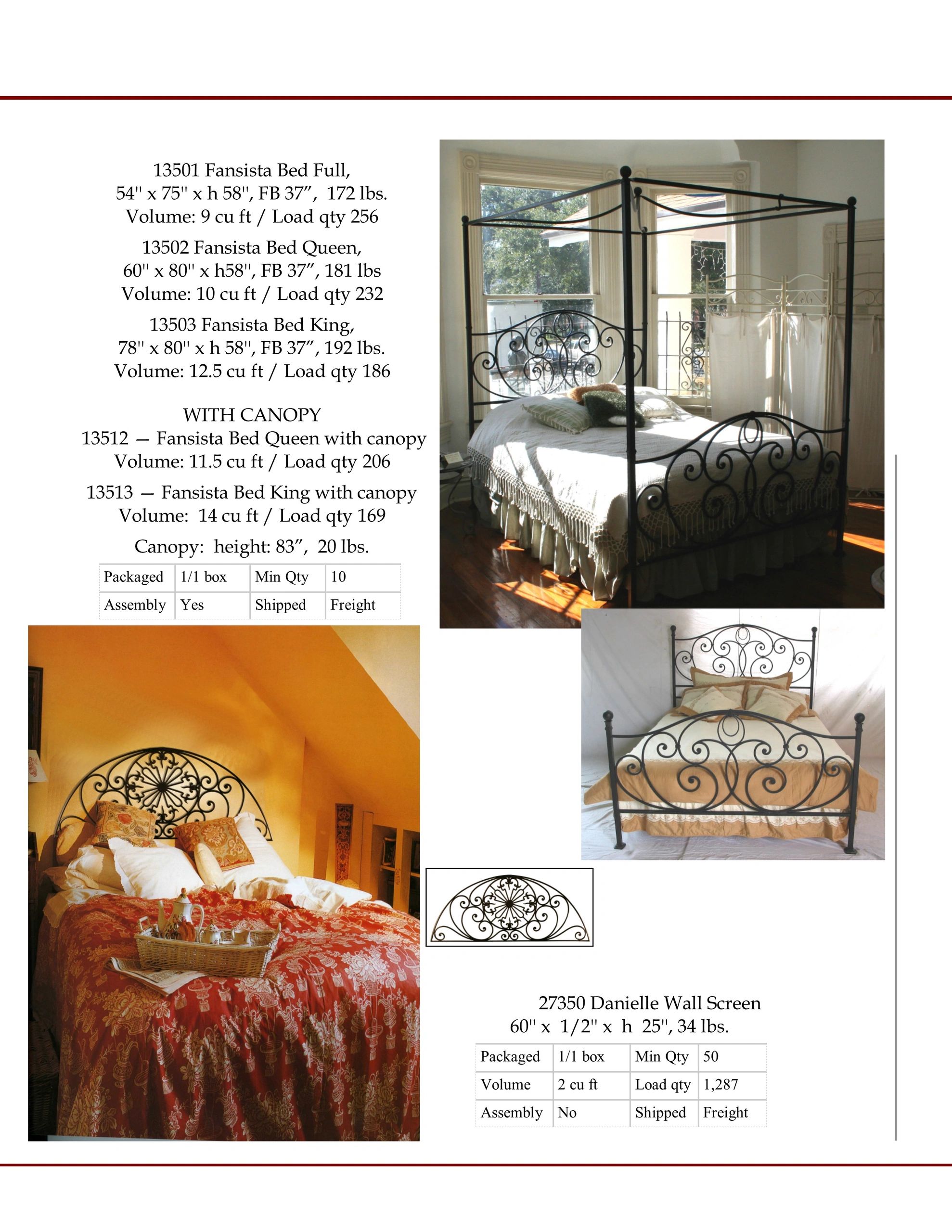 Wrought iron bed with canopy