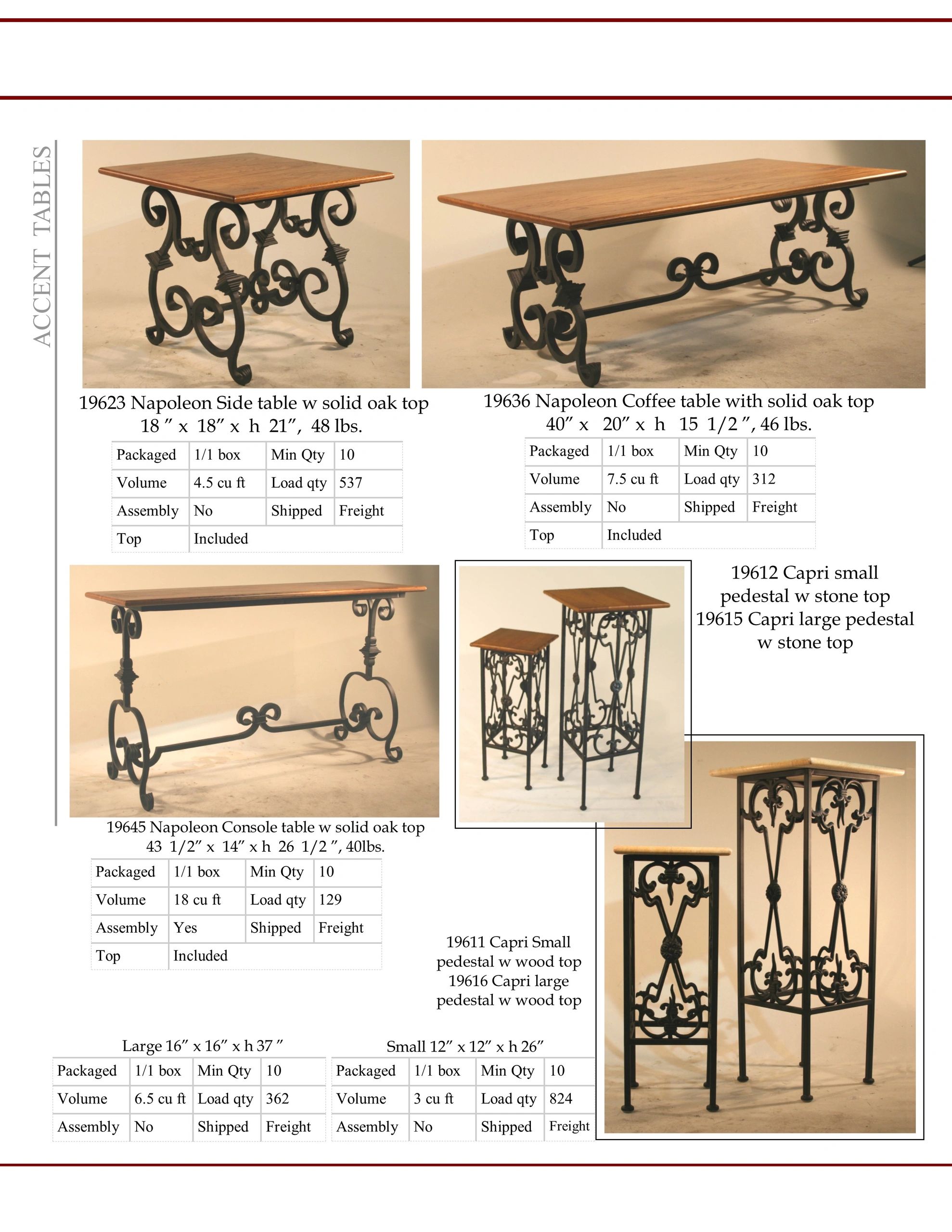 Wrought iron coffee table, iron side table, iron console table, iron pedestal
