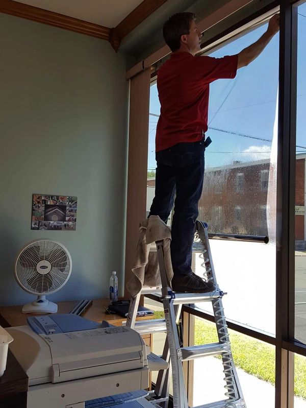 Installing solar tint window film dual-reflective Llumar DR15 like 3m NV15 Night Vision Troy Ohio