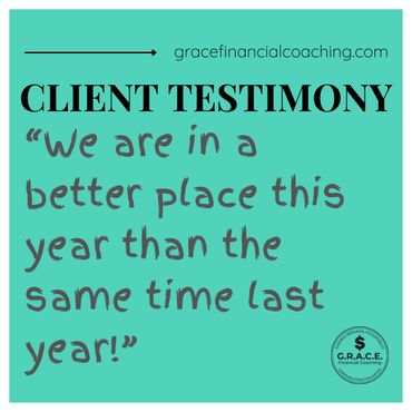 Client testimony praising improved financial situation over the year.