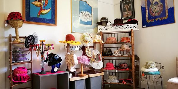 Unique art and handcrafted hats handbags