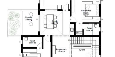 Detailed floor plan of a house with labeled rooms and dimensions.