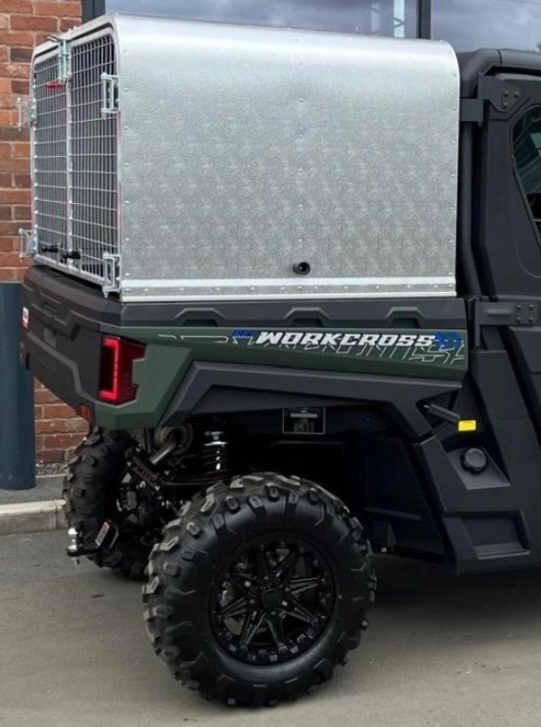 Rear side of a Workcross off-road vehicle with large tires.