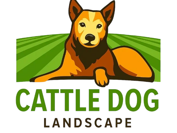 Logo featuring a relaxed cattle dog with green fields and the text "Cattle Dog Landscape".