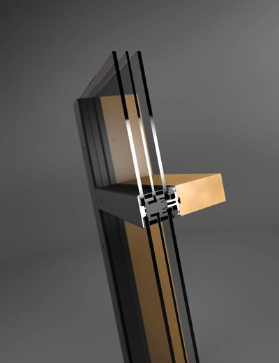 wood interior, aluminium exterior curtain wall system
