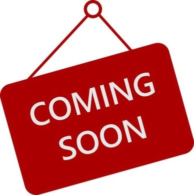 Red sign with white text reading 'COMING SOON'.