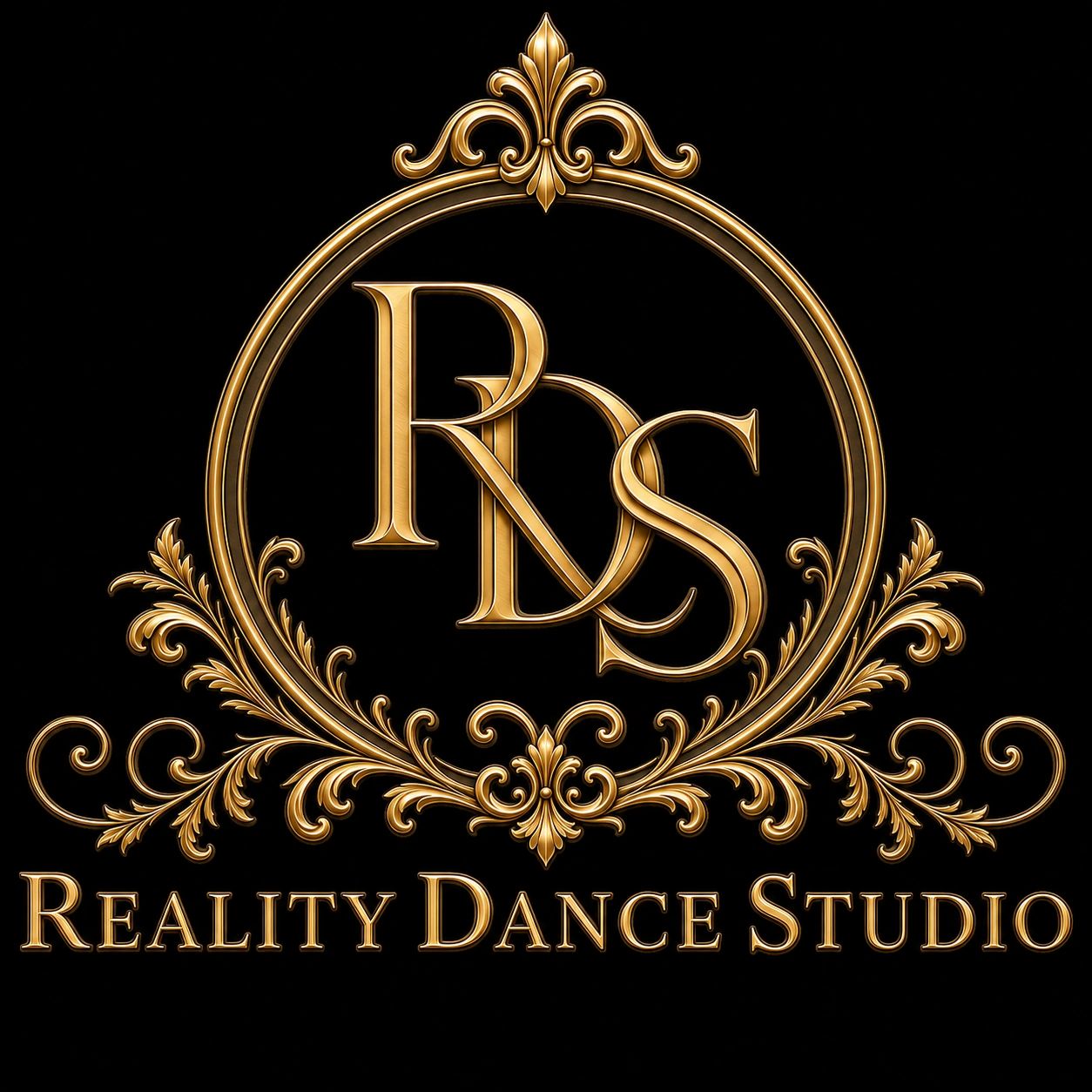 Gold and black crest with fillagree  RDS Reality Dance Studio 