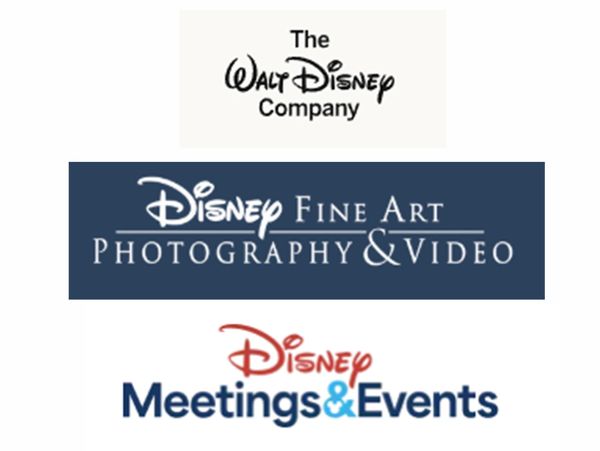 Logos of Walt Disney Company and its divisions for fine art photography and events.