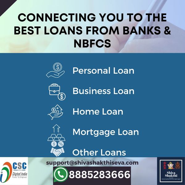 Banner showing “Connecting you to best loans from Banks & NBFCs” including personal, business, home,