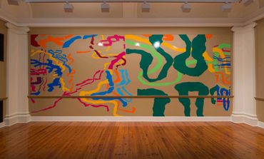 Julia Gorman contemporary art wall drawing Geelong Gallery adhesive film colour