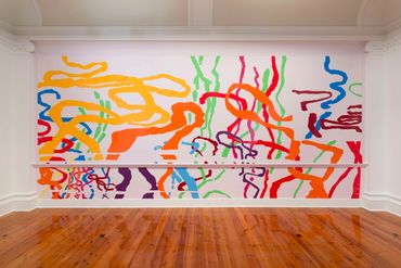 Julia Gorman contemporary art wall drawing Geelong Gallery adhesive film colour