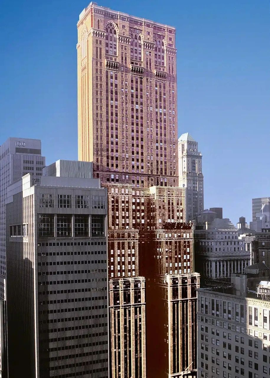 Living Time Headquarters at Grand Central Station, New York, U.S.A. - skyscraper against blue skies.