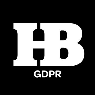 HB GDPR logo in white on black background.