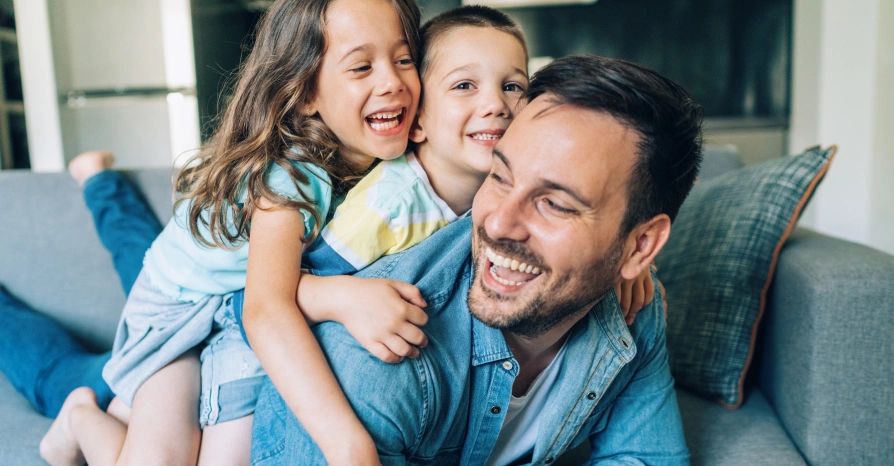 Dad with children