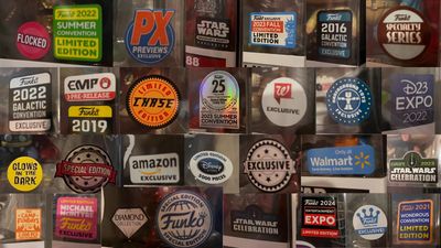 29 different Funko Pop stickers from Lee Pep's personal collection from; Star Wars Celebration etc.