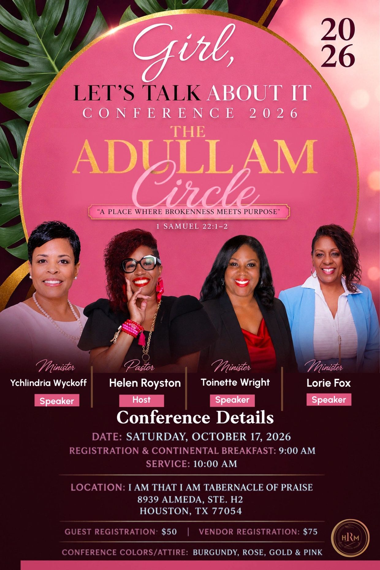 Flyer for the 2026 Adullam Circle women's conference.