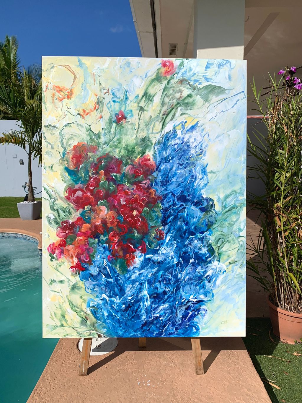 cuadro de flores tropicales un paisaje contemporaneo por chechel rivera arte panama