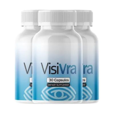 Three bottles of VisiVra dietary supplement with 30 capsules each.
