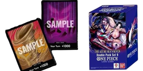 One Piece card game double pack set with sample cards.