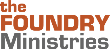 Logo of The Foundry Ministries in orange and gray text.