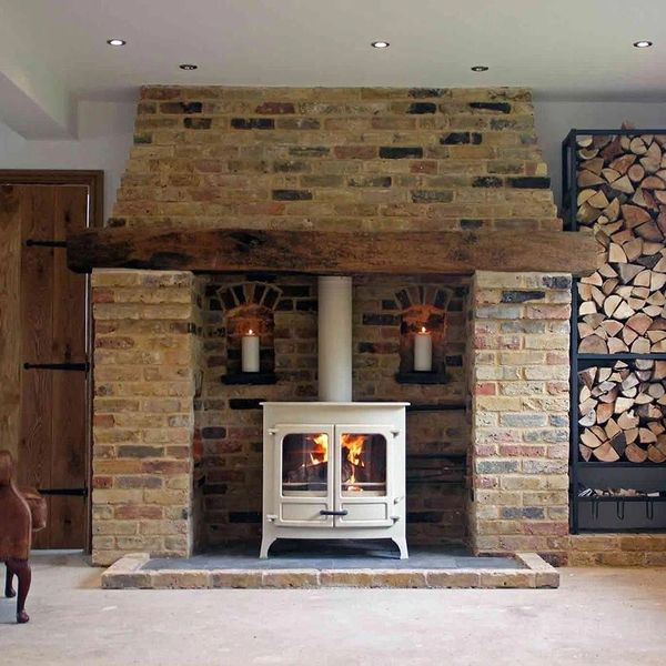 fireplace in middle of the room