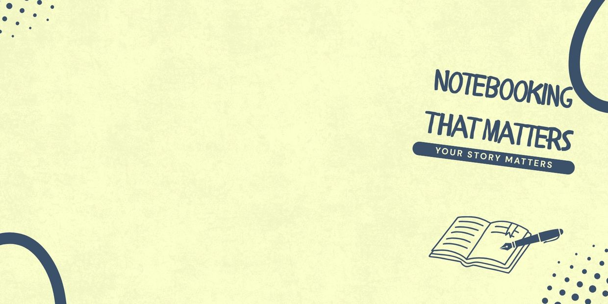 Notebooking that matters with an open book and pen illustration.