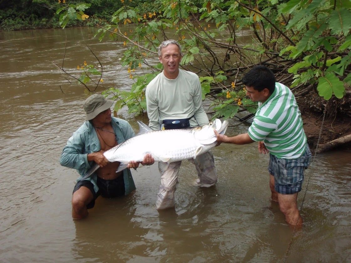 Large silver fish caught during a tropical Costa Rica river fishing trip