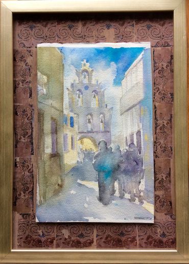 Santorini. Bells Church. Watercolor. 11x14 $190