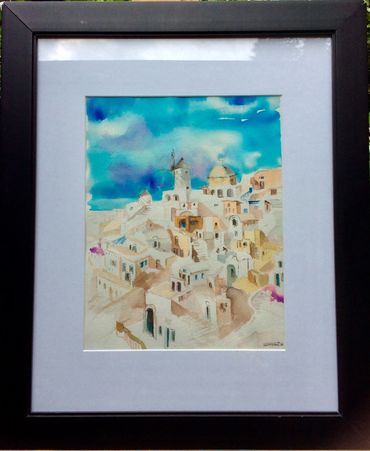 Oia View. Watercolor 16x20 $ 90