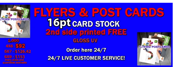 16PT FLYERS - CARDSTOCK, MATTE OR GLOSS FINISH