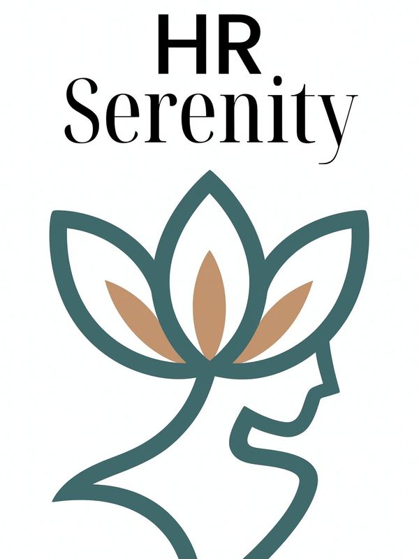 Logo of HR Serenity with a lotus flower and human profile design.