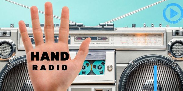 hand radio logo and background