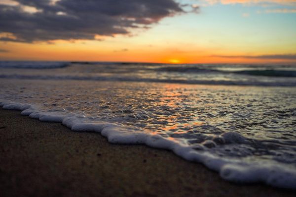 Beach Photography at sunset close up beach foam photo