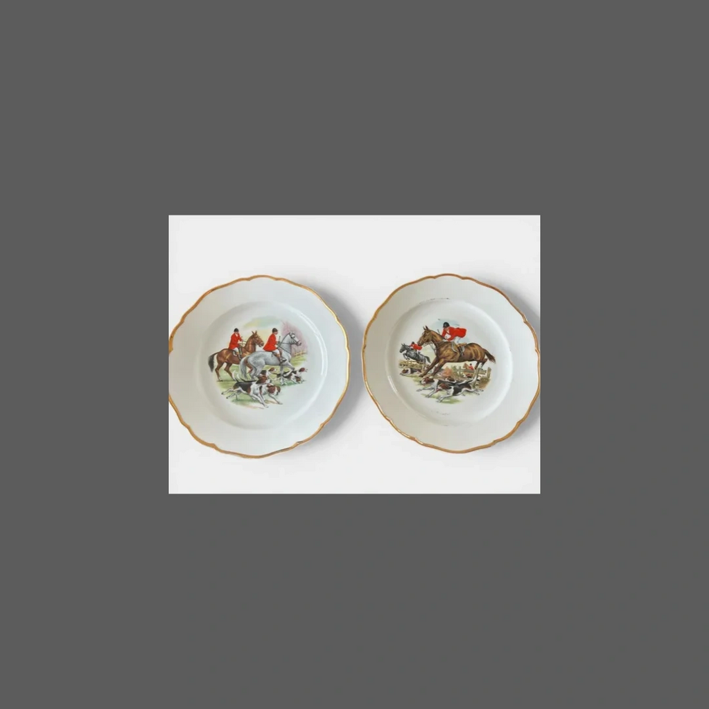 Two limoges plates with Equestrian scenes