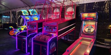 Arcade setup for a birthday party