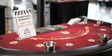 Blackjack table with a corporate sponsor