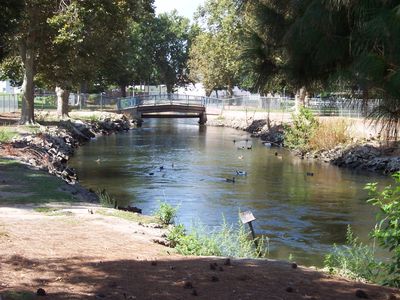 Looking south at the original bridge in Central Park