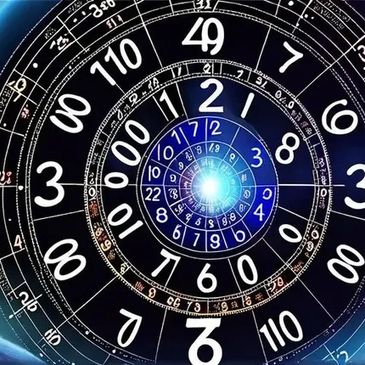 Spiral of numbers converging to a bright center.