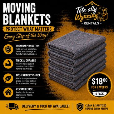 Moving blankets for rent, protecting furniture and valuables.
