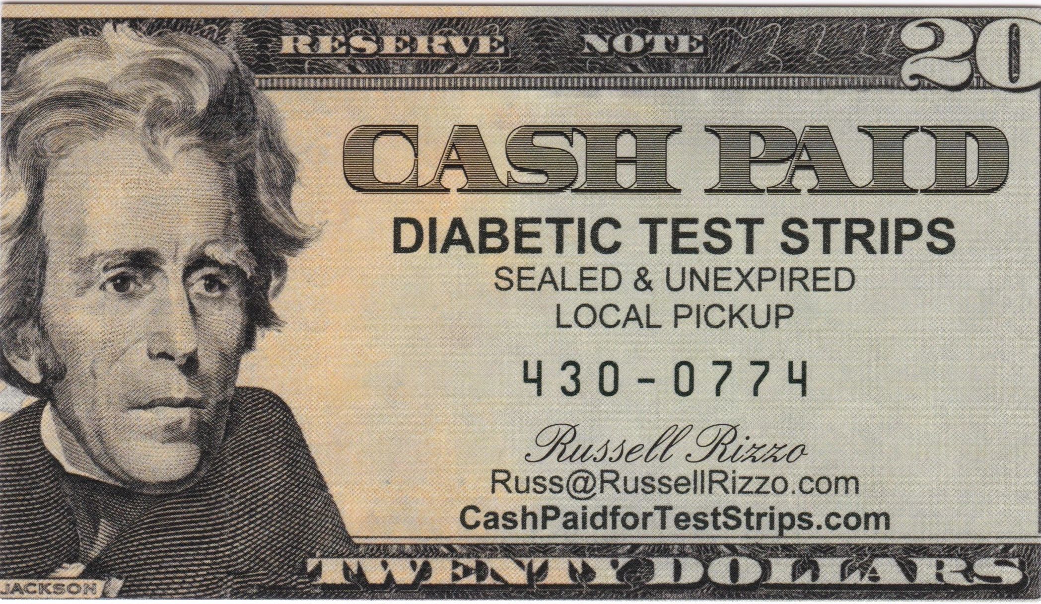 Cash paid for diabetic test strips

