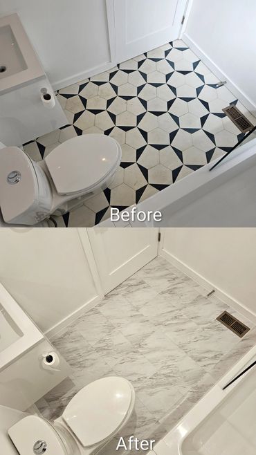 Title: Residential Bathroom Vinyl Tile Flooring Installation