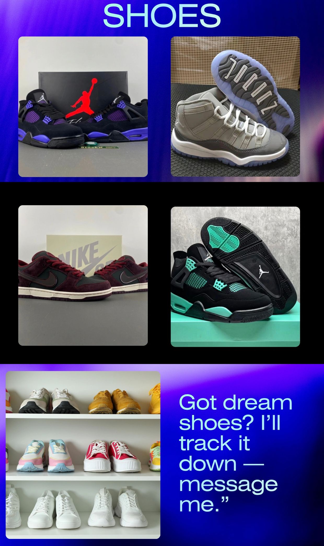 Variety of stylish sneakers with a offer to find dream shoes.
