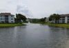 Long view of fountain on Delray complex