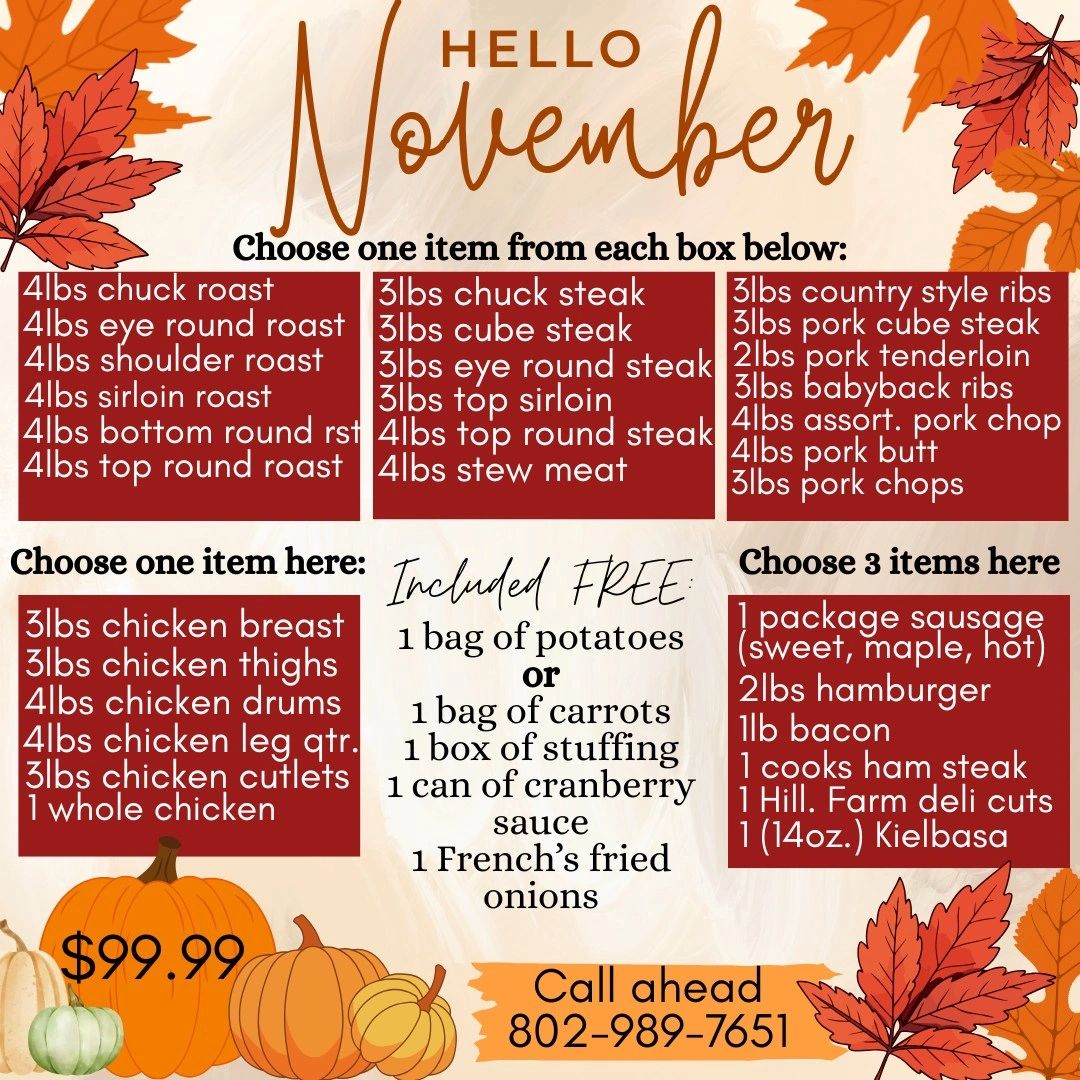 November special, 99.00 meat pack