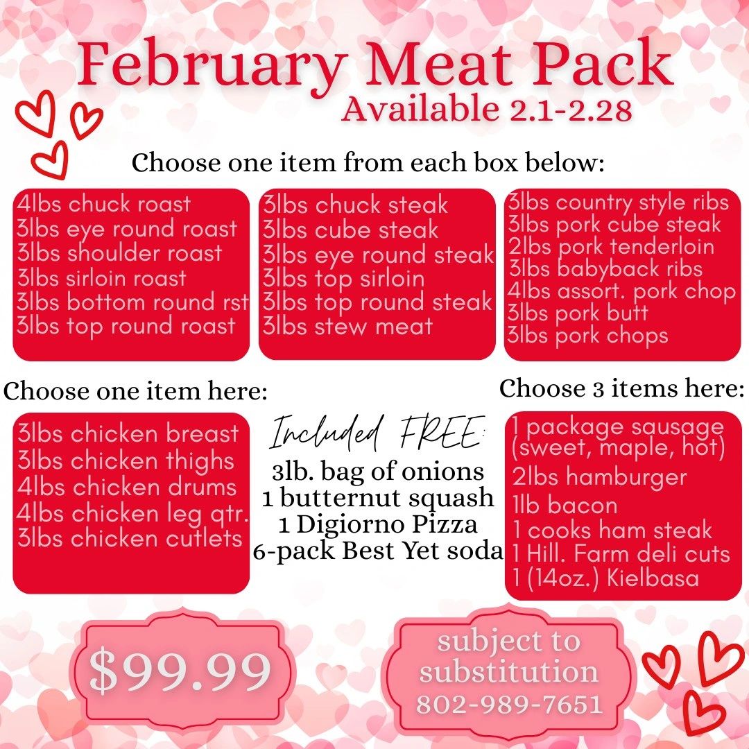 February special, 99.00 meat pack