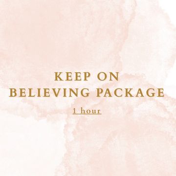 Inspirational text on a soft pastel background encouraging belief.