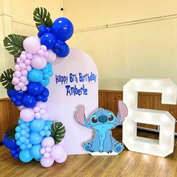 Themed backdrop display with LED number 